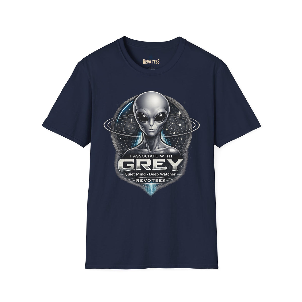 Revotees Alien Grey Retro Sci Fi Extraterrestrial Graphic T-Shirt - alternate view 6