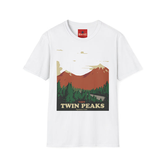 Twin Peaks Mountain T-Shirt — Retro Forest Adventure Tee