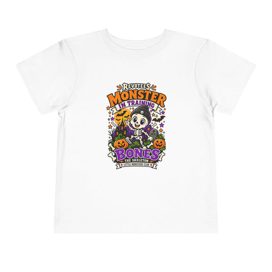 REVOTEES Toddler Tee — "Monster in Training" Cute Skeleton Halloween Shirt