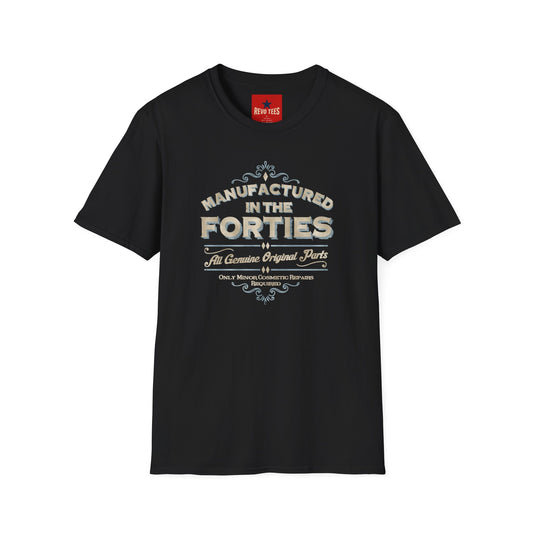 Revotees Manufactured in the Forties Vintage Manufactured in the Forties Retro Birthday T-Shirt - alternate view 2