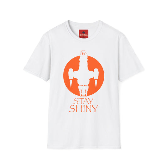 Stay Shiny T‑Shirt — Retro Firefly Ship Graphic Tee