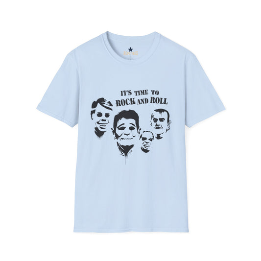 Revotees Rock and Roll Faces Its Time to Rock and Roll Retro Band T-Shirt - alternate view 2