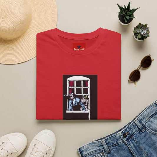 Banksy Window Watchers Graphic T-Shirt — Vintage Couple & Cat Illustration