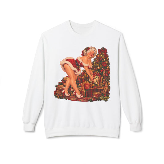 REVOTEES Bend over and give a present - Vintage Pin-Up Christmas Sweatshirt