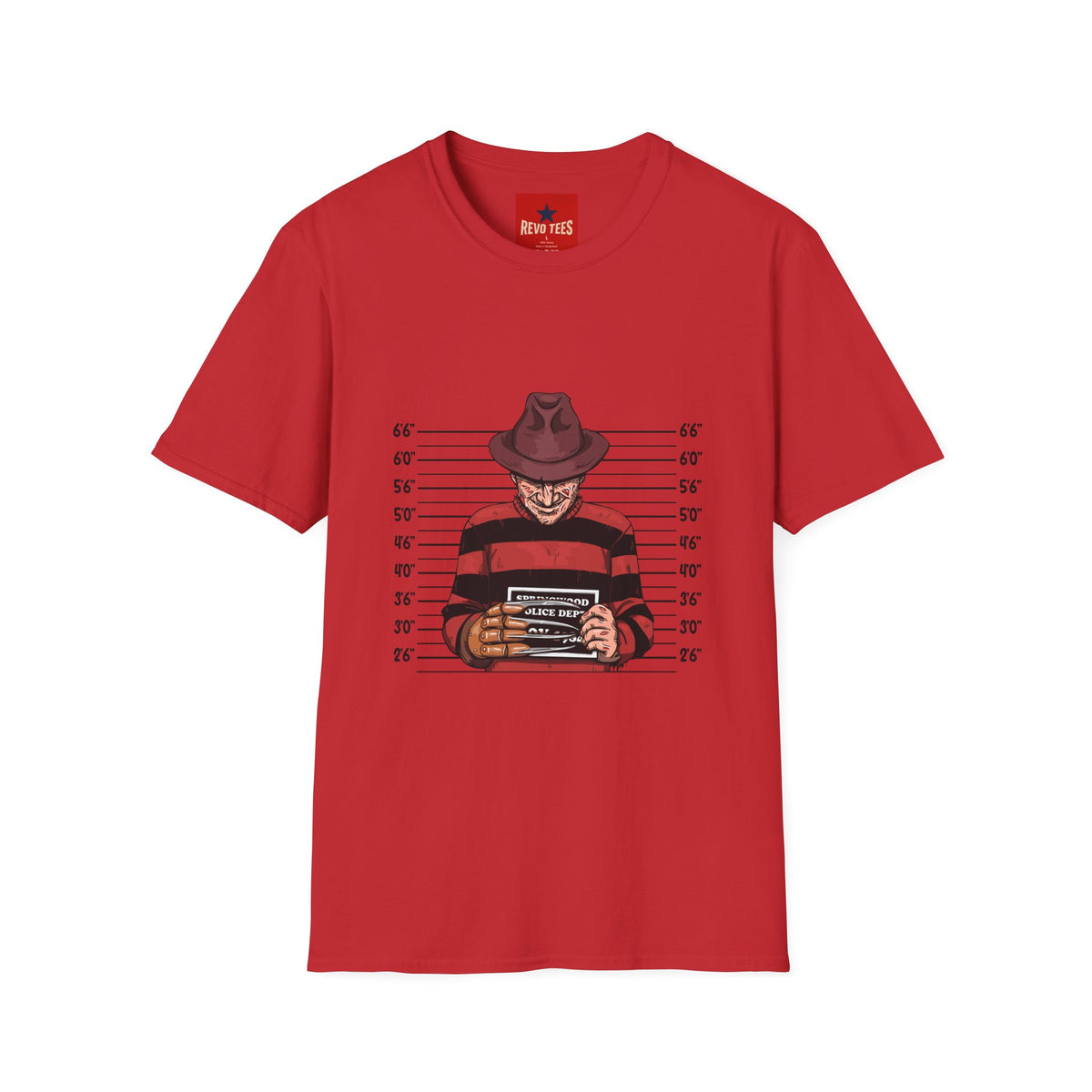 Revotees Freddy Krueger Mugshot Horror Movie Villain Graphic T-Shirt - alternate view 8