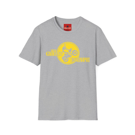 T-Shirt — 'The Great Escape' Motorcycle Stunt Retro Logo