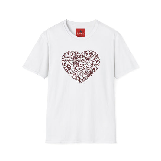 Ornate Floral Heart T-Shirt — Vintage Filigree Valentine Tee