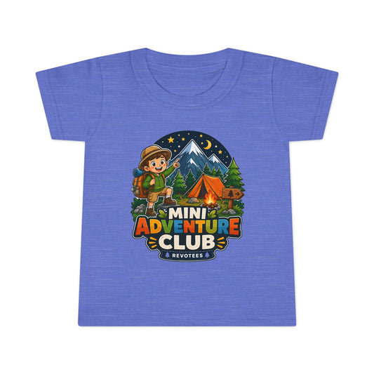 REVOTEES Mini Adventure Club Toddler T‑Shirt — Cute Kids Camping Graphic Tee