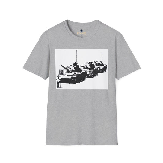 Revotees Banksy Tank Lineup Graphic Stencil Military Tanks Design T-Shirt - alternate view 2