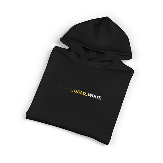 REVOTEES Black Gold White Embroidered Logo Hoodie front & sleeve