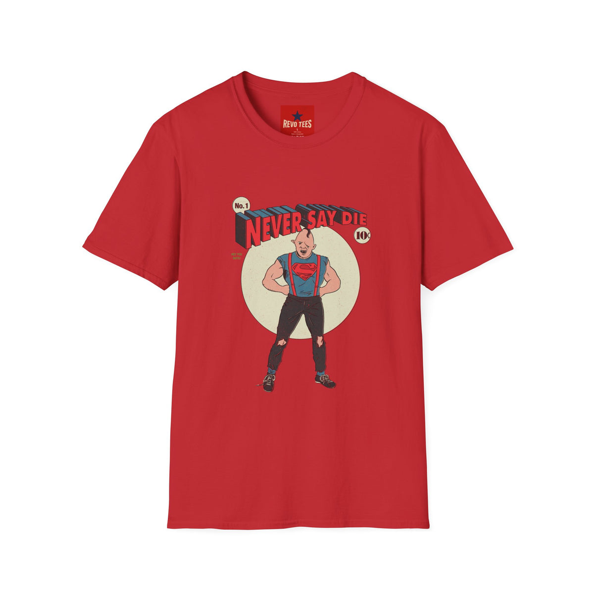 Revotees Never Say Die Retro Strongman Graphic T-Shirt - alternate view 11