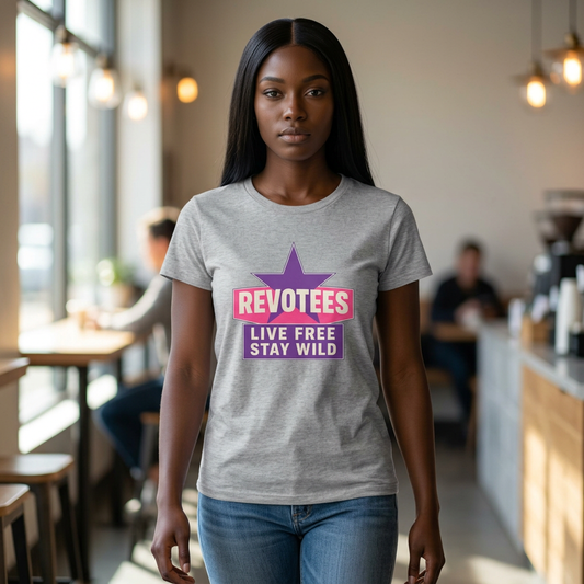 Revotees Live Free Stay Wild Womens Retro Star Graphic T-Shirt