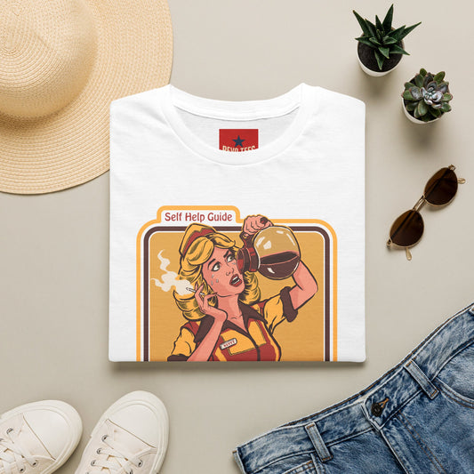 Revotees Coping with Stress Retro Coffee Self Help Guide Graphic T-Shirt - alternate view 2