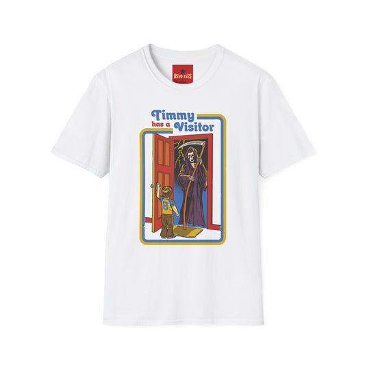 T-Shirt — “Timmy Has a Visitor” Retro Horror Graphic Tee