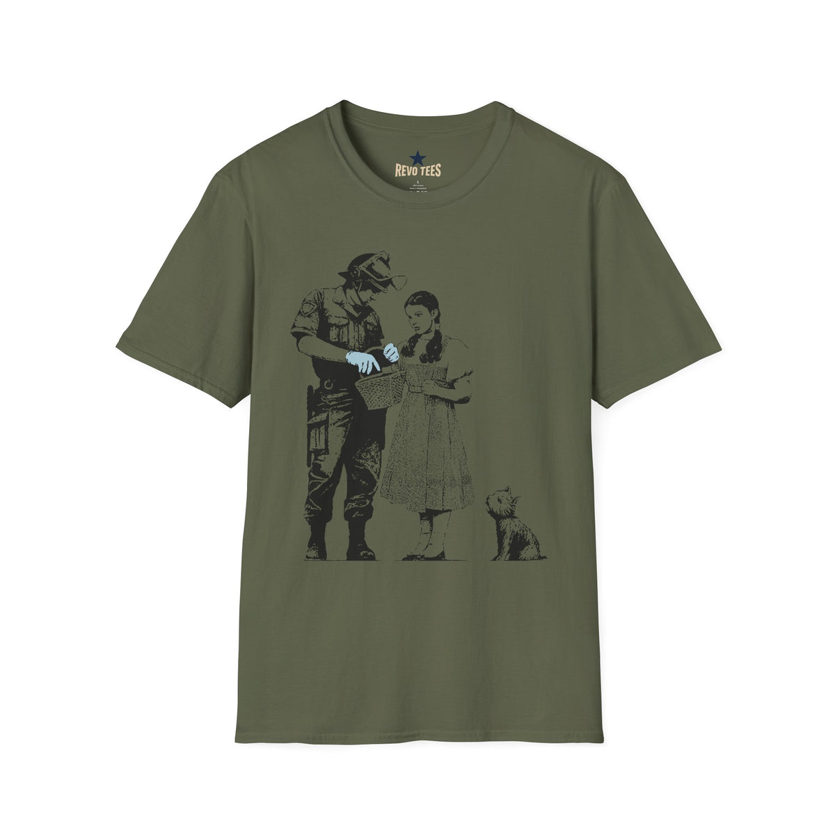 Revotees Banksy Police Officer and Girl Stencil Art Banksy Style T-Shirt - alternate view 4