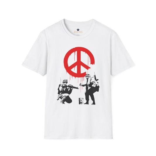 Revotees Banksy Peace Symbol Graffiti Red Drip Street Art T-Shirt - alternate view 2