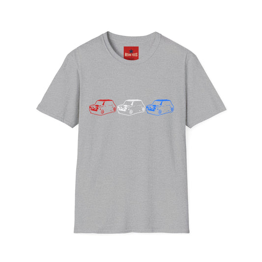 3 Mini Classic Cooper Cars - Unisex Softstyle T-Shirt