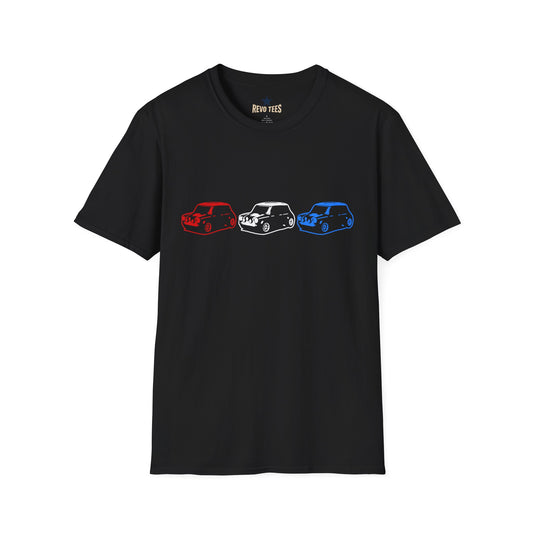 Revotees 3 Mini Classic Cooper Cars Unisex Softstyle T-Shirt - alternate view 2