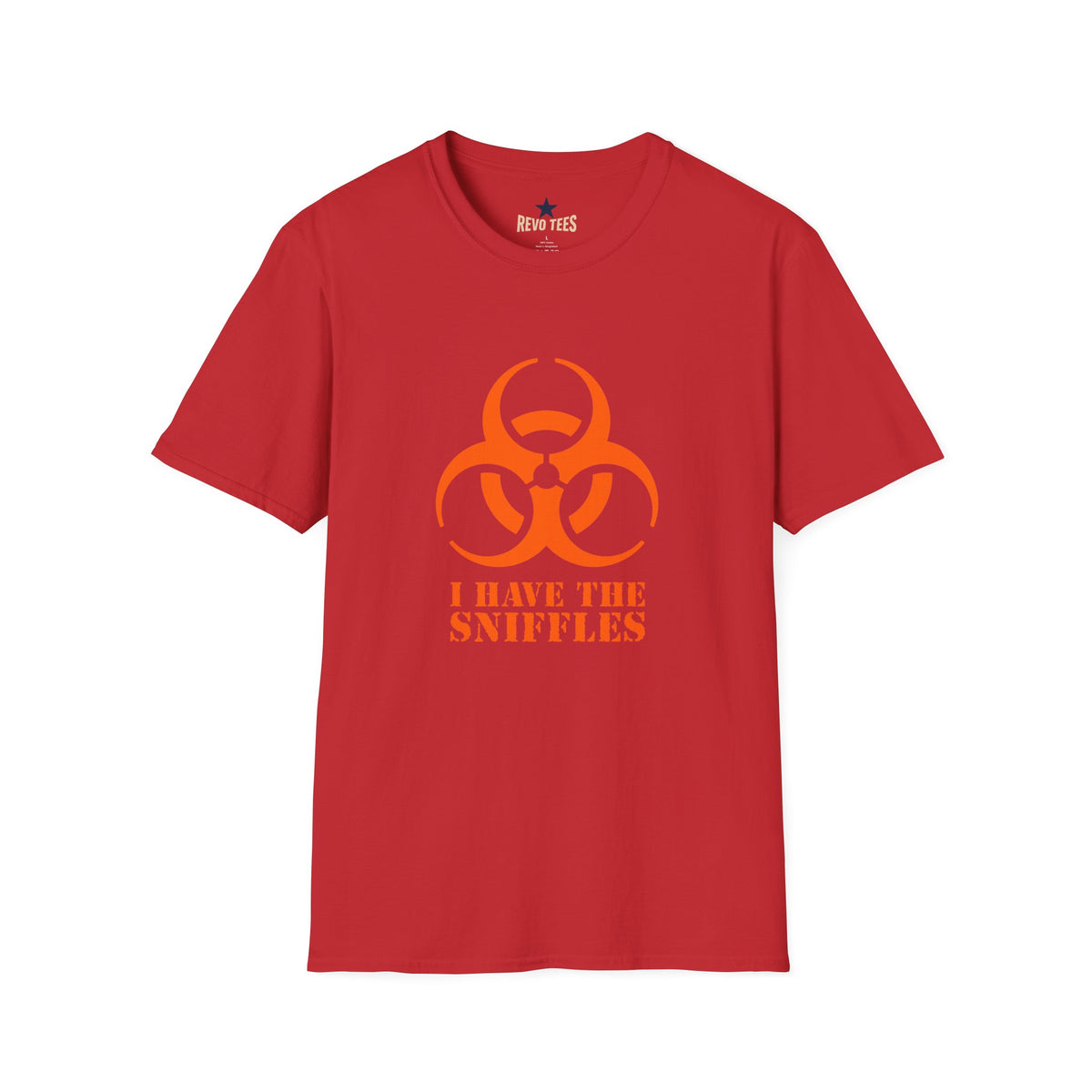 Revotees Graphic Orange Biohazard Icon with I Have the Sniffles T-Shirt - alternate view 11