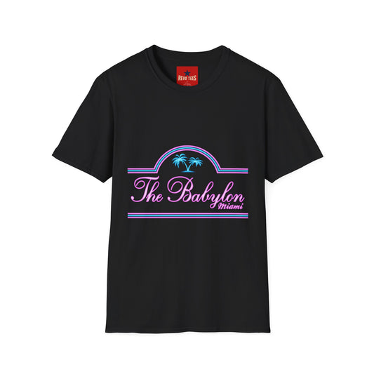 The Babylon Miami T-Shirt — Retro Neon Palm Beach Tee