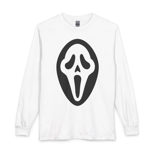 Ghostface Mask Long Sleeve Shirt — Horror Movie Scream Tee for Halloween