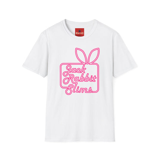 Jack Rabbit Slims T‑Shirt — Retro Neon Bunny Logo Tee