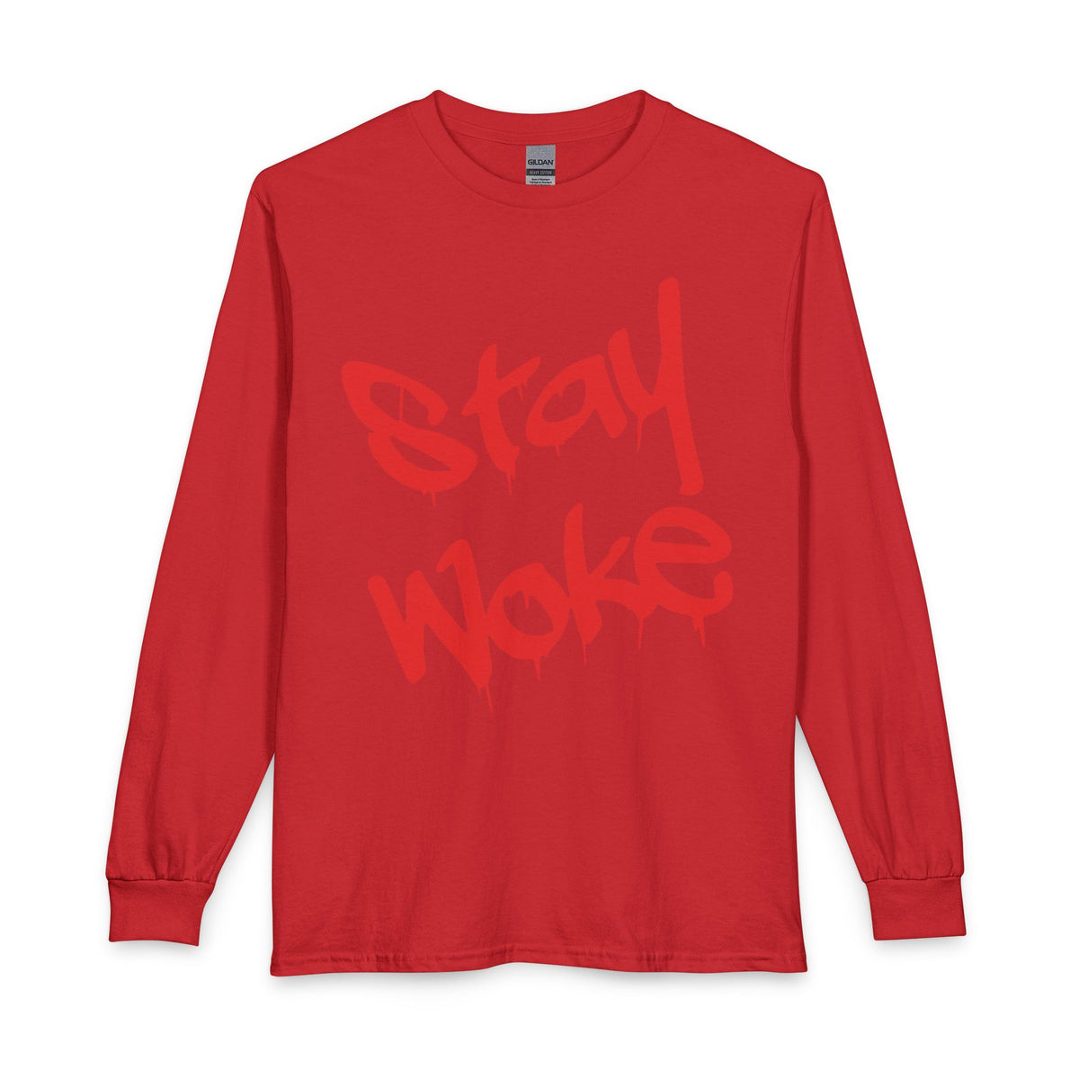 Stay Woke Long Sleeve Tee – Red Blood Graffiti Script Shirt