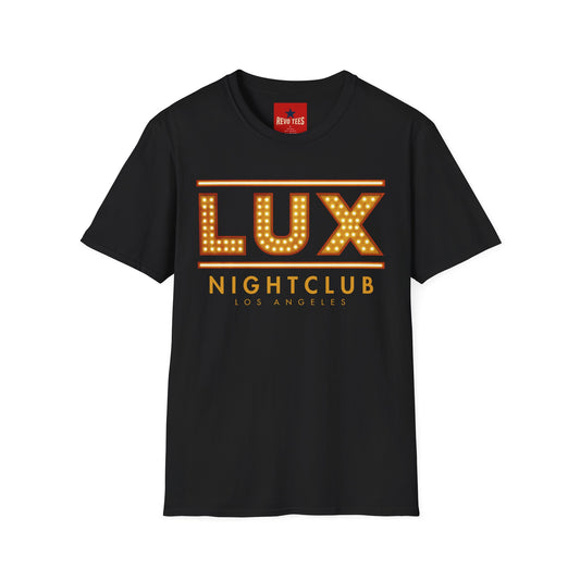 Revotees Lux Nightclub Graphic Retro Marquee Sign for Club Fans Party Nights T-Shirt - alternate view 2