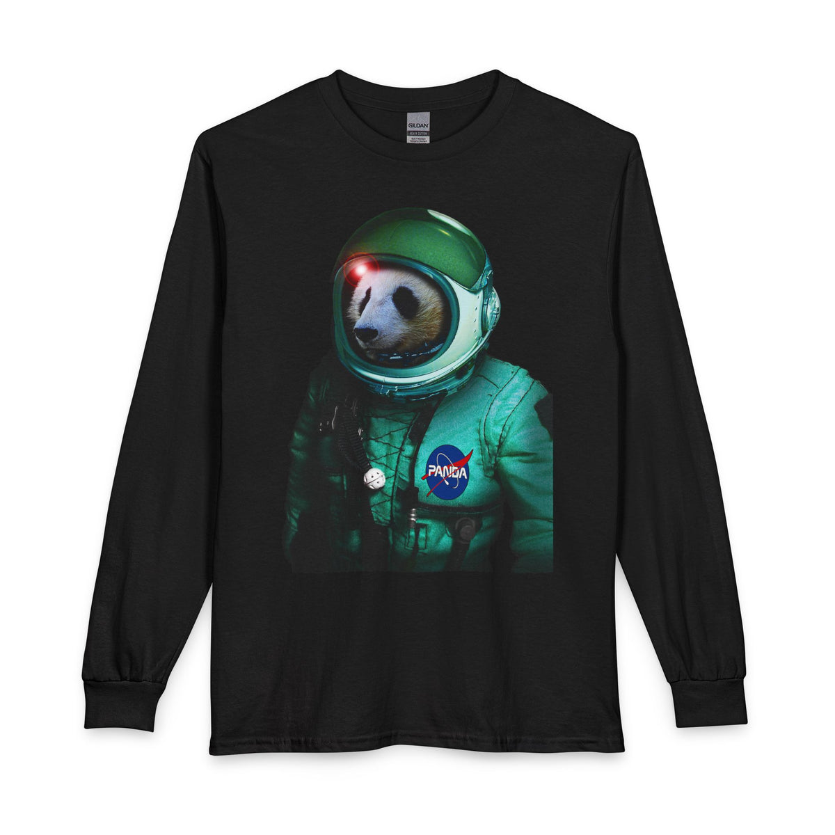 Revotees Astronaut Panda Long-Sleeve Retro Nasa Space Suit Graphic T-Shirt