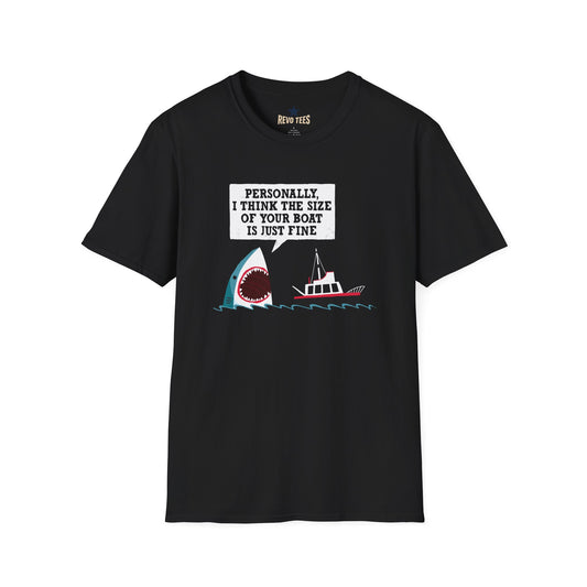 Revotees Shark Joke Personally I Think the Size of Your Boat Is Just Fine Graphic T-Shirt - alternate view 2