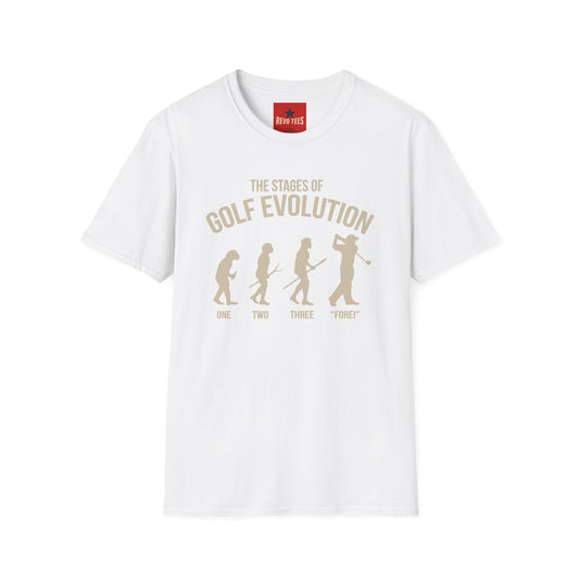 Revotees Golf Evolution the Stages of Golf Evolution Retro Golfer T-Shirt - alternate view 2