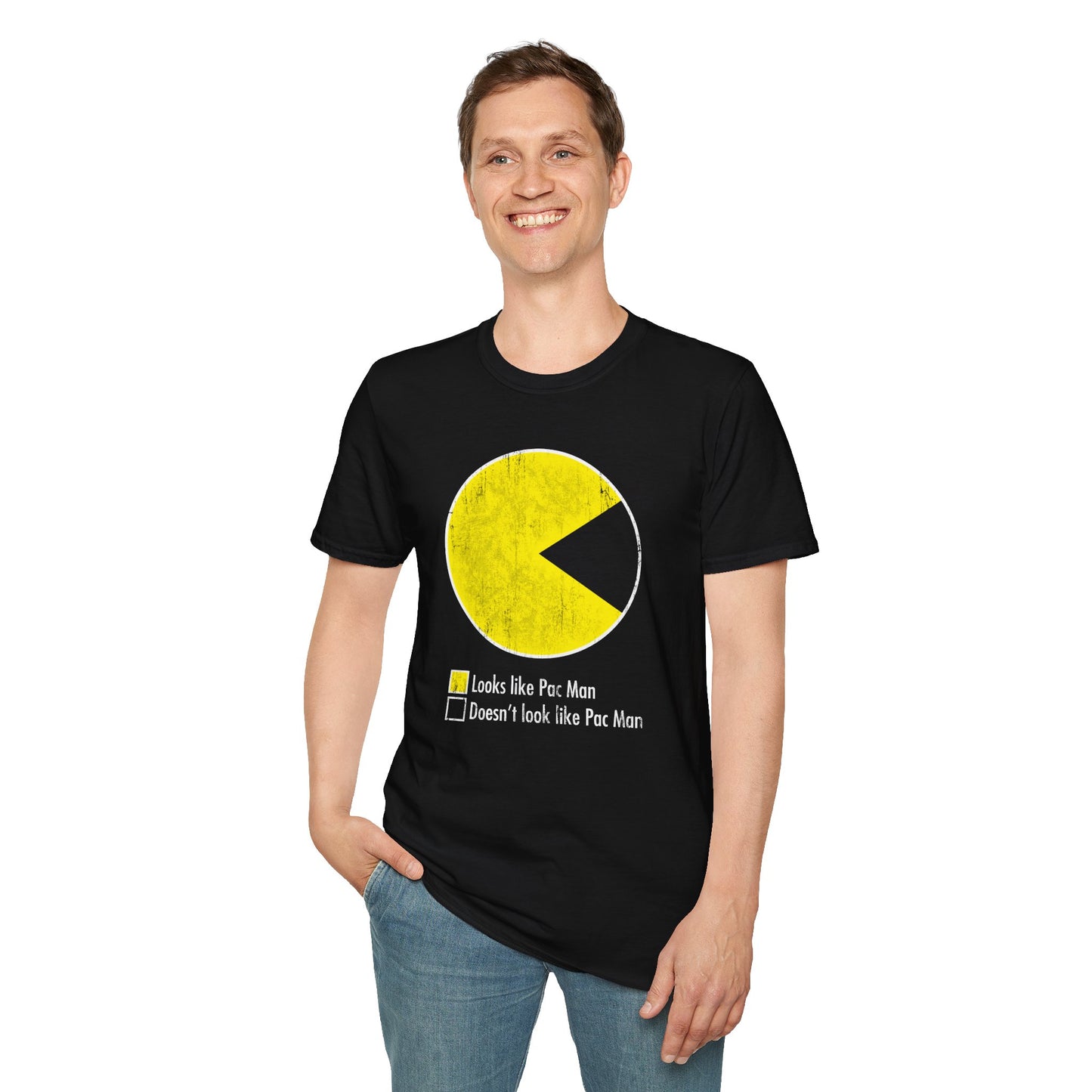 Pac-Man Vintage Tee — "Looks Like Pac-Man / Doesn’t Look Like Pac-Man" Graphic T-Shirt