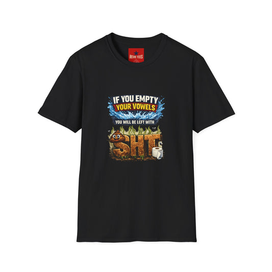 Revotees If You Empty Your Vowels Funny Graphic Humorous Toilet Joke T-Shirt - alternate view 2