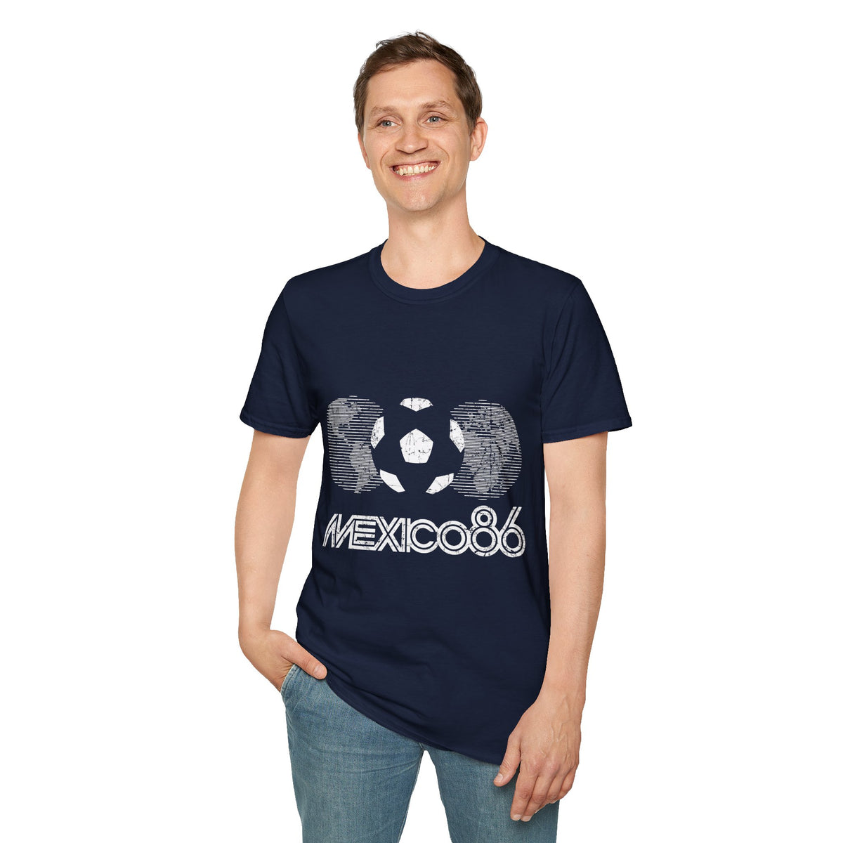 Revotees World Cup 2026 Mexico 86 Soccer Azteca Retro Vintage World Cup Football T-Shirt - alternate view 27