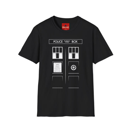 Police Box T‑Shirt — Retro Sci‑Fi TARDIS Door Graphic Tee