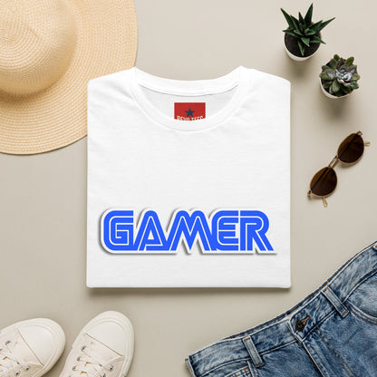 Gamer T-Shirt — Retro Blue Neon Arcade Tee
