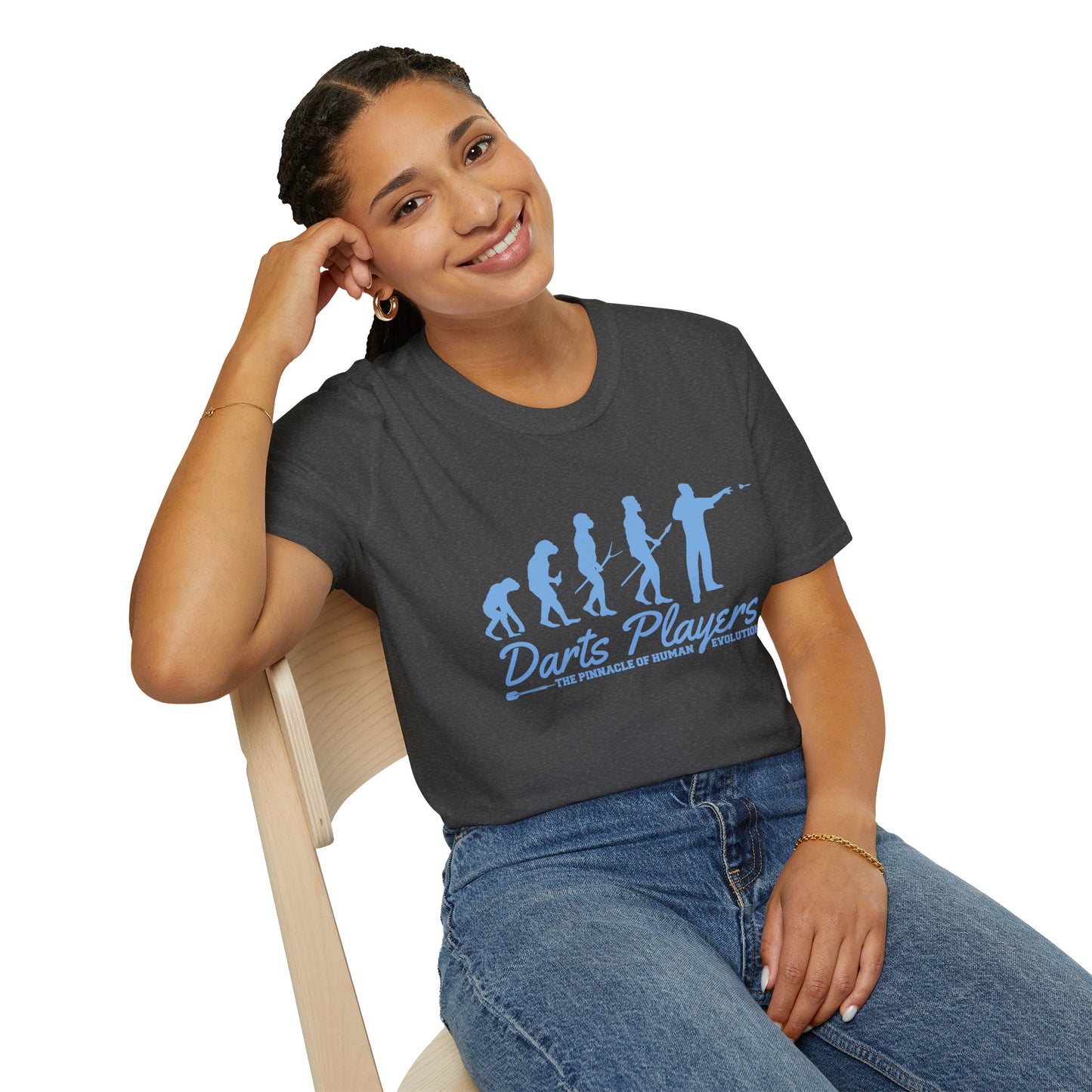 Darts Players Evolution T-Shirt — Funny Darting Evolution Graphic Tee for Players & Fans