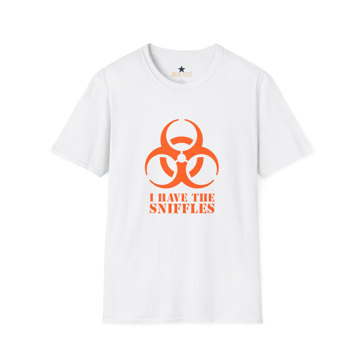 Revotees Graphic Orange Biohazard Icon with I Have the Sniffles T-Shirt - alternate view 2