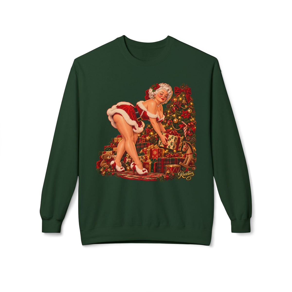 REVOTEES Bend over and give a present - Vintage Pin-Up Christmas Sweatshirt
