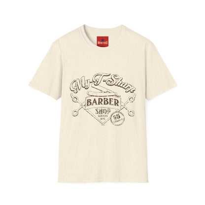Barber Shop Graphic T‑Shirt — 'My T‑Shirt Barber Shop' Vintage Logo Tee