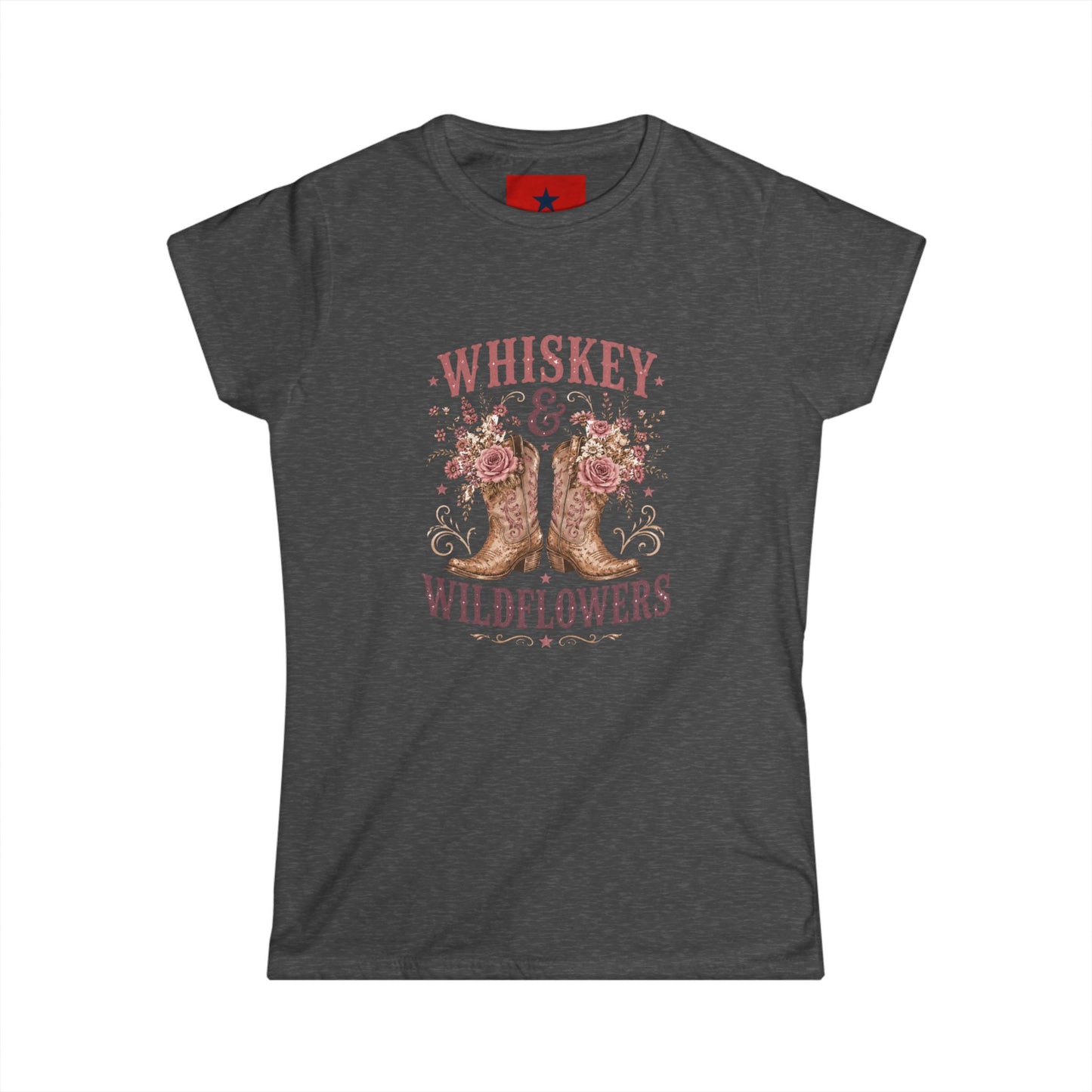 Whiskey & Wildflowers Women's Tee — Floral Cowboy Boots Graphic Shirt