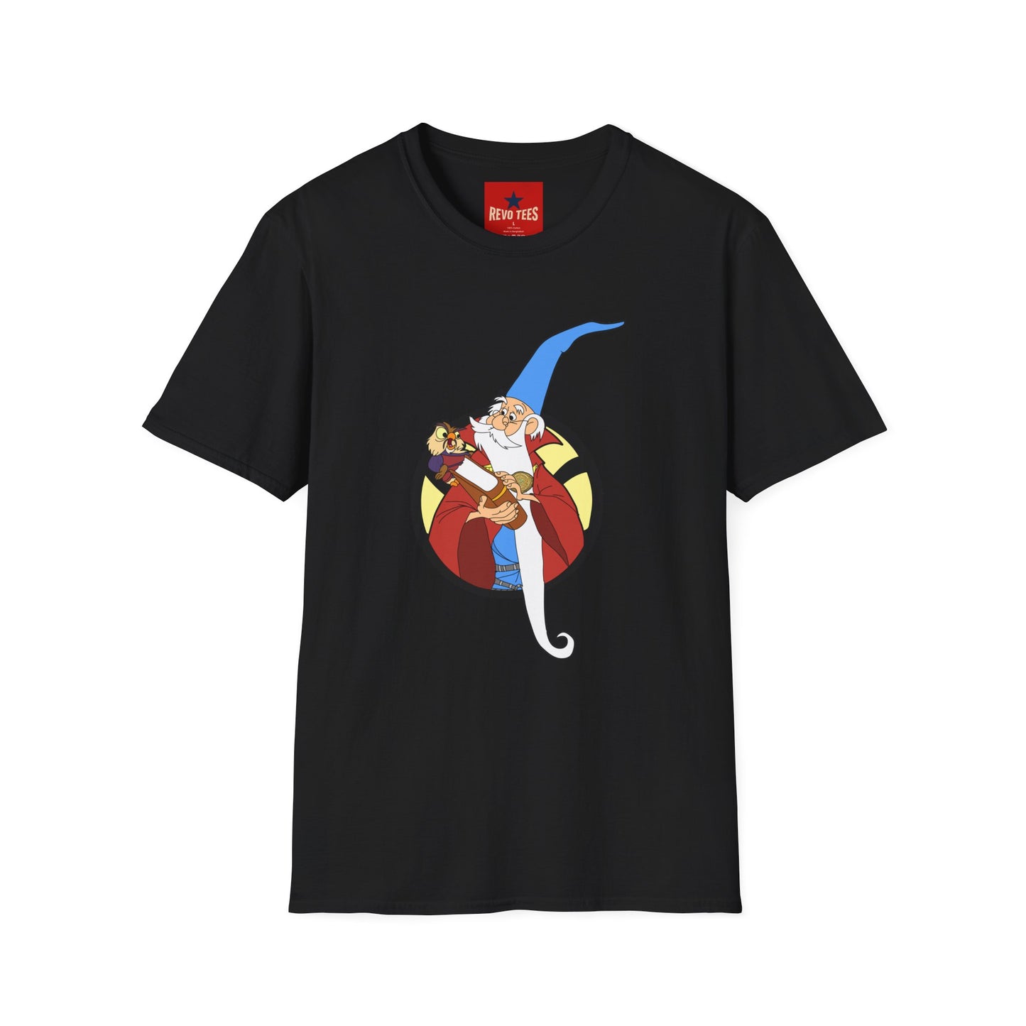 Wizard Illustration T-Shirt — Vintage Blue-Hat Wizard Graphic Tee