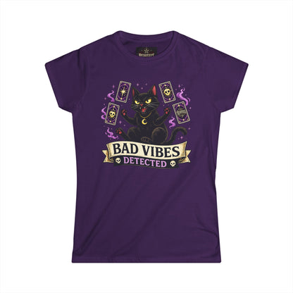 Revotees Bad Vibes Detected Cat Tarot Womens Witchy Graphic T-Shirt - alternate view 7