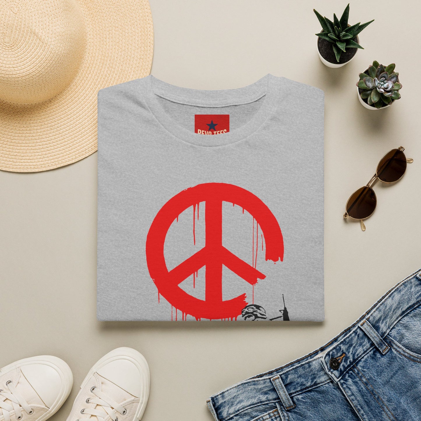 Banksy Peace Symbol Graffiti T-Shirt – Red Drip Street Art Tee