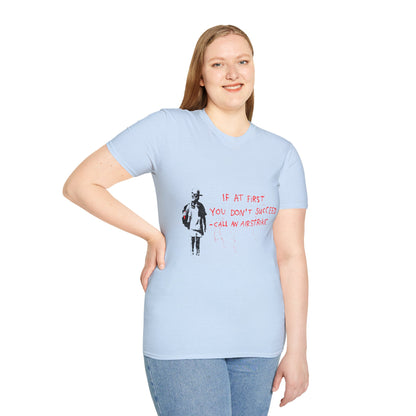 Banksy T-Shirt — “If at First You Don’t Succeed, Call an Airstrike” Graphic Tee