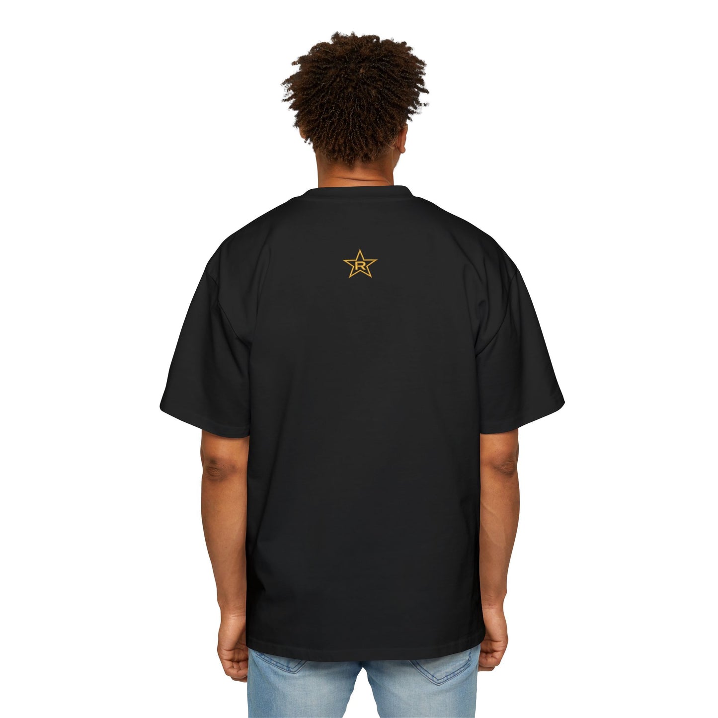 REVOTEES Gold Grill Graphic Tee — Luxury Car Emblem Oversized Men's T-Shirt