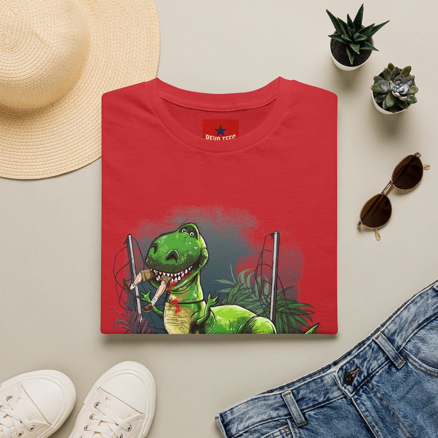 T-Rex Graphic T-Shirt – Cute Green Dinosaur Design