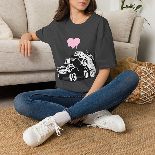 Banksy T-Shirt — Pink Drip Heart with Tank Graffiti Tee