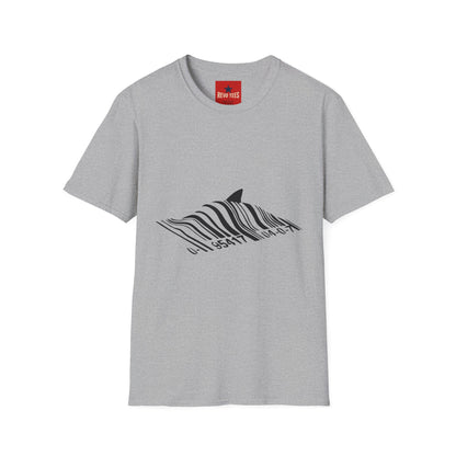 Whale Wave T-Shirt — Minimal Black Stripe Whale Design