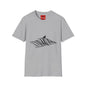 Whale Wave T-Shirt — Minimal Black Stripe Whale Design